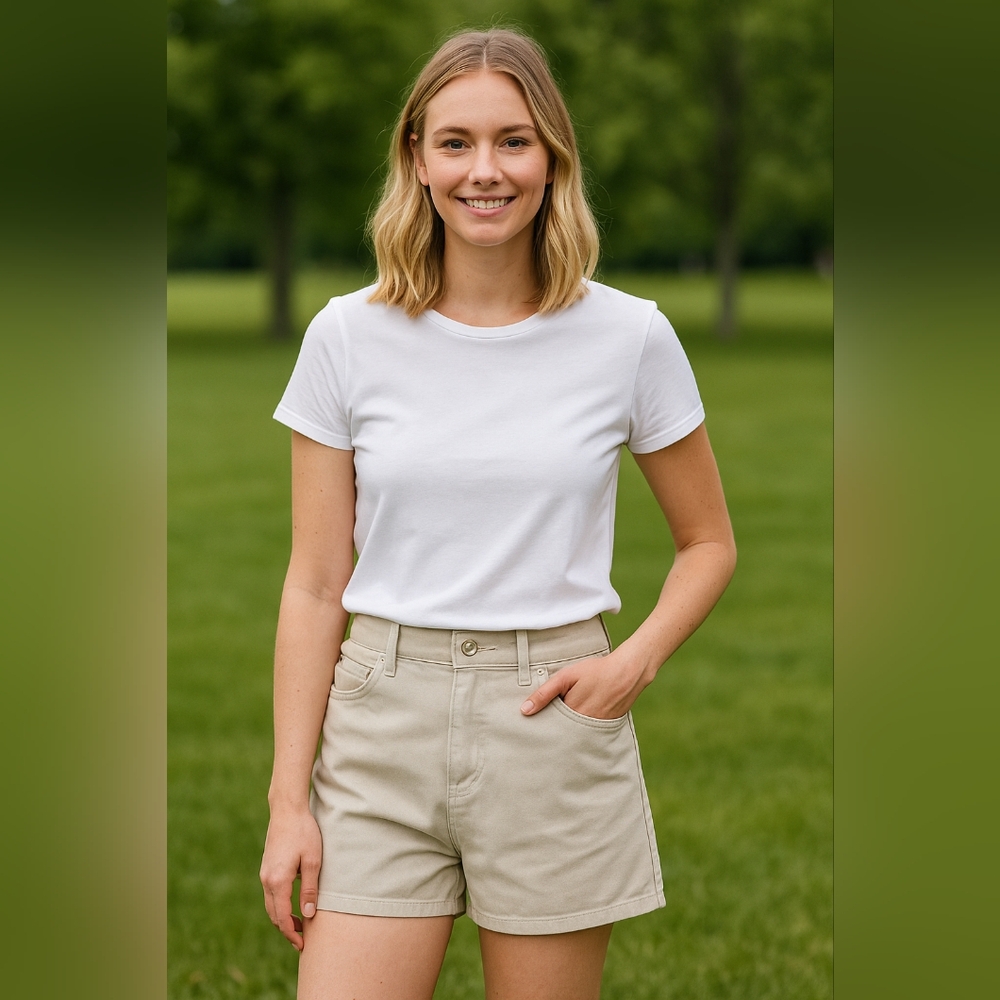 3/$15! H&M Mom Fit Twill Short - Beige